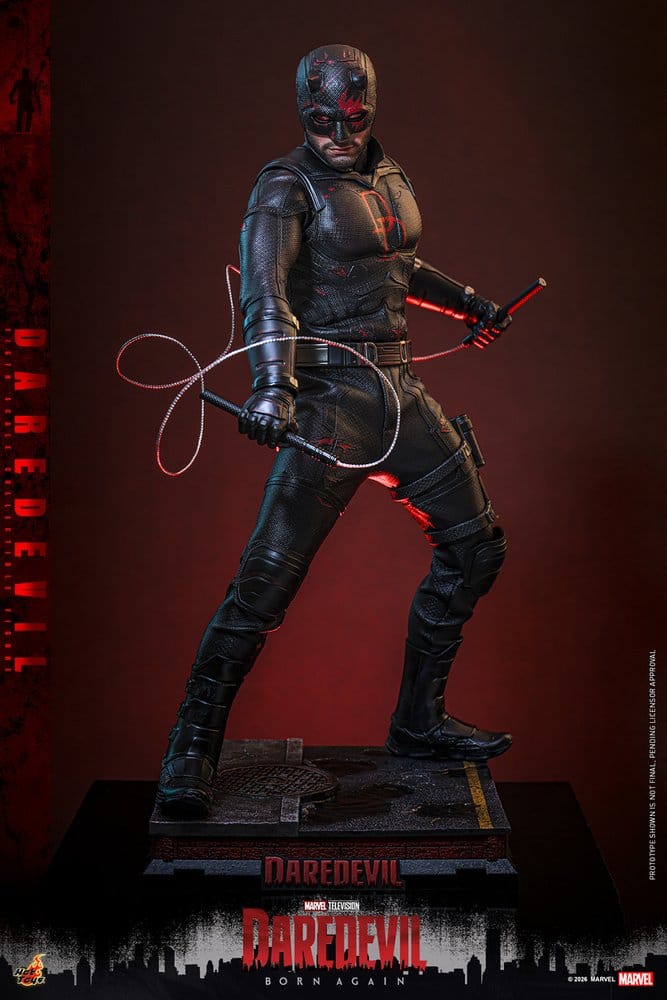 caja figura daredevil hot toys born again presentación oficial embalaje coleccionismo