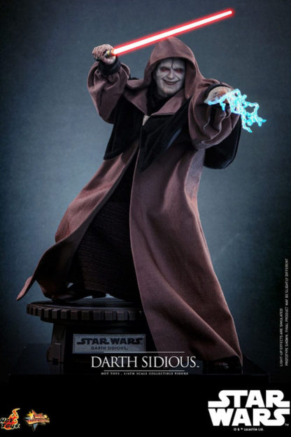 Darth Sidious figura Hot Toys Star Wars escala 1/6 con sable láser LED