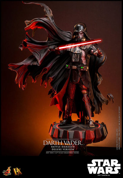 Detalles de cabeza dañada y accesorios exclusivos de Darth Vader Battle Damaged Deluxe
