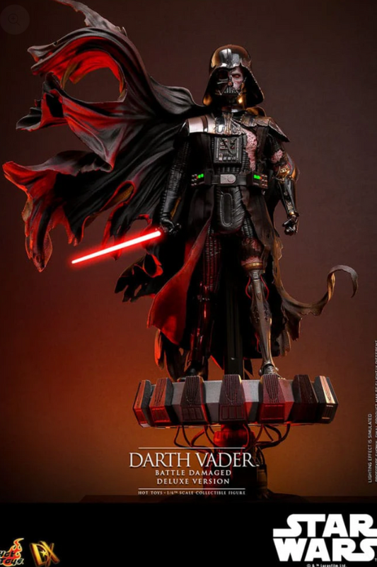Figura articulada 1/6 Darth Vader Deluxe con sable LED y daño de batalla – Hot Toys