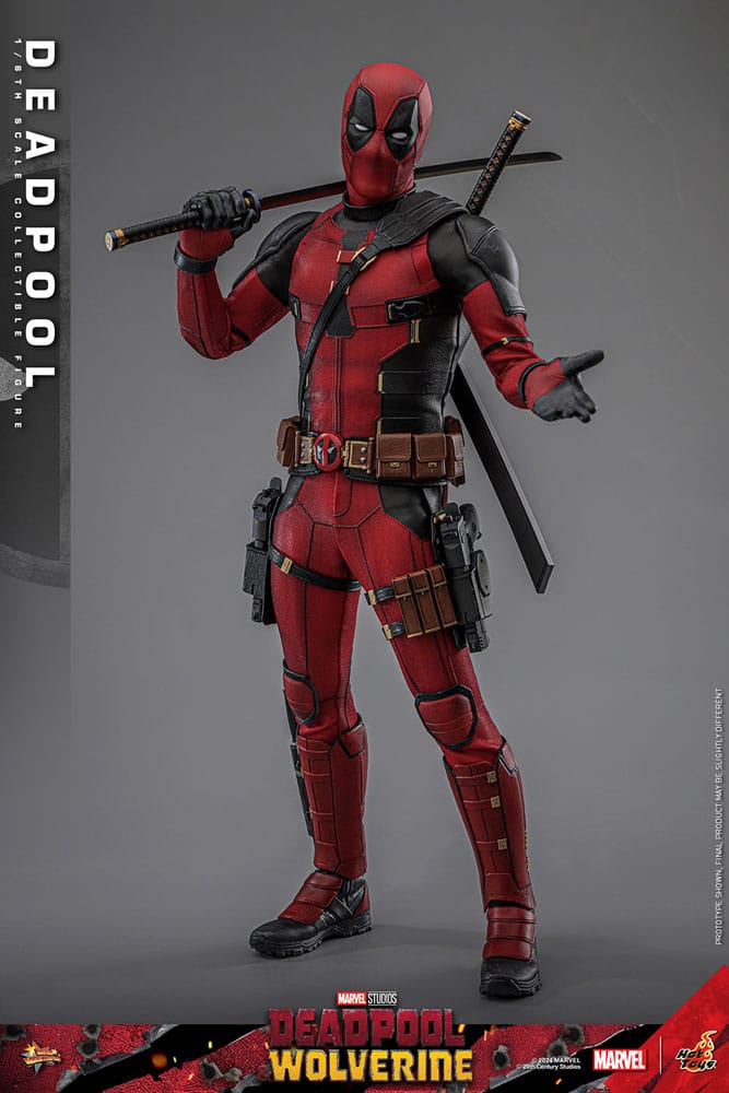 Figura Deadpool Hot Toys 1/6 escala frontal - Deadpool & Wolverine Movie - Marvel
