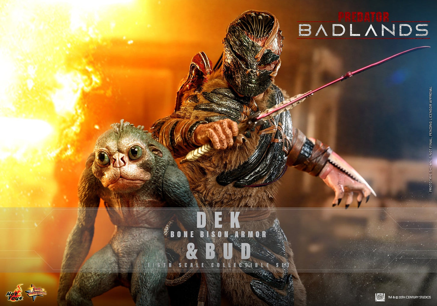 Detalle figura Dek Predator Badlands armadura Bone Bison Armor Hot Toys escala 1/6
