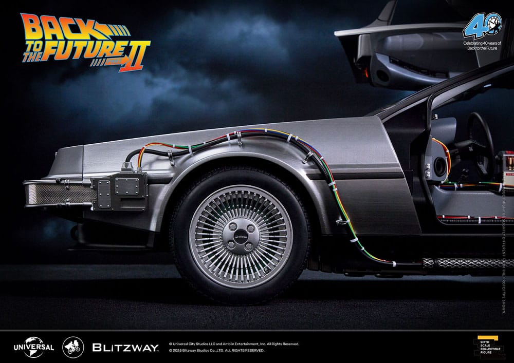 Delorean iluminado con luces LED, réplica de Blitzway a escala 1/6.