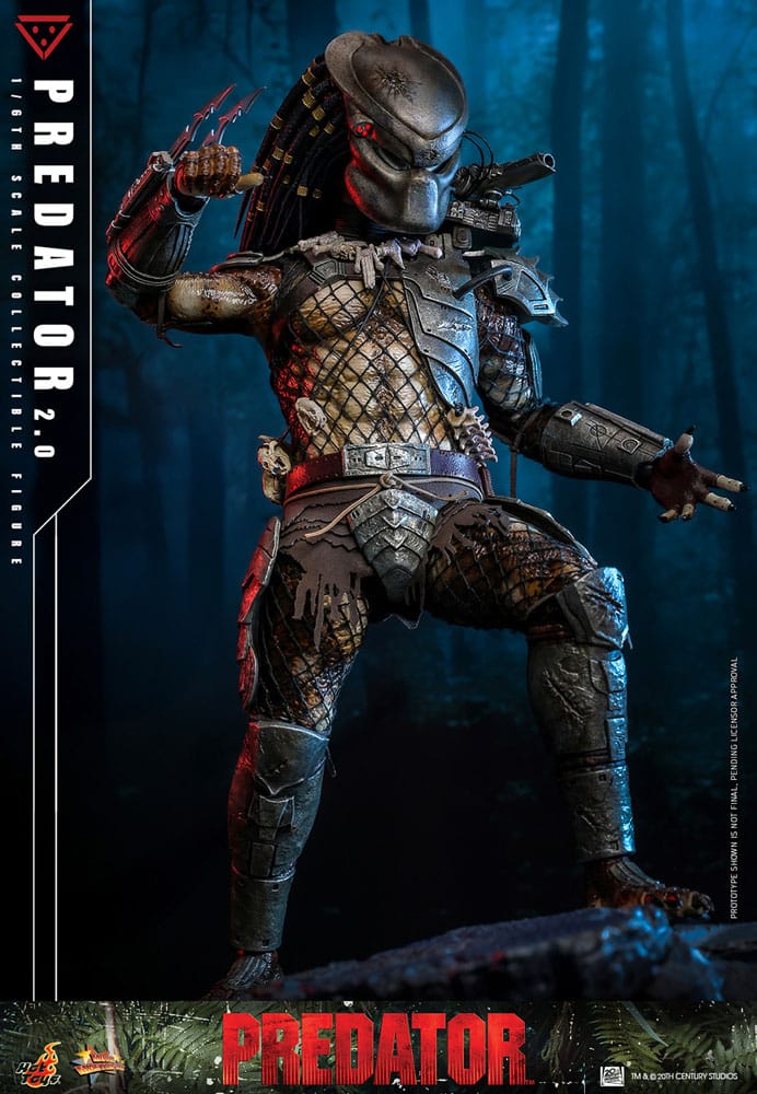 Figura Hot Toys Depredador 2.0 escala 1/6 con base y cráneo