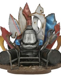 Diorama del trono de Shredder NECA – vista frontal con detalles de escultura.