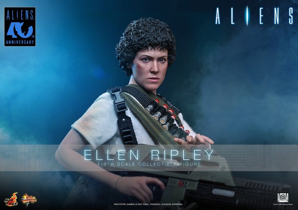 Detalle del rostro de Ellen Ripley Hot Toys basado en Sigourney Weaver en la película Aliens 1986
