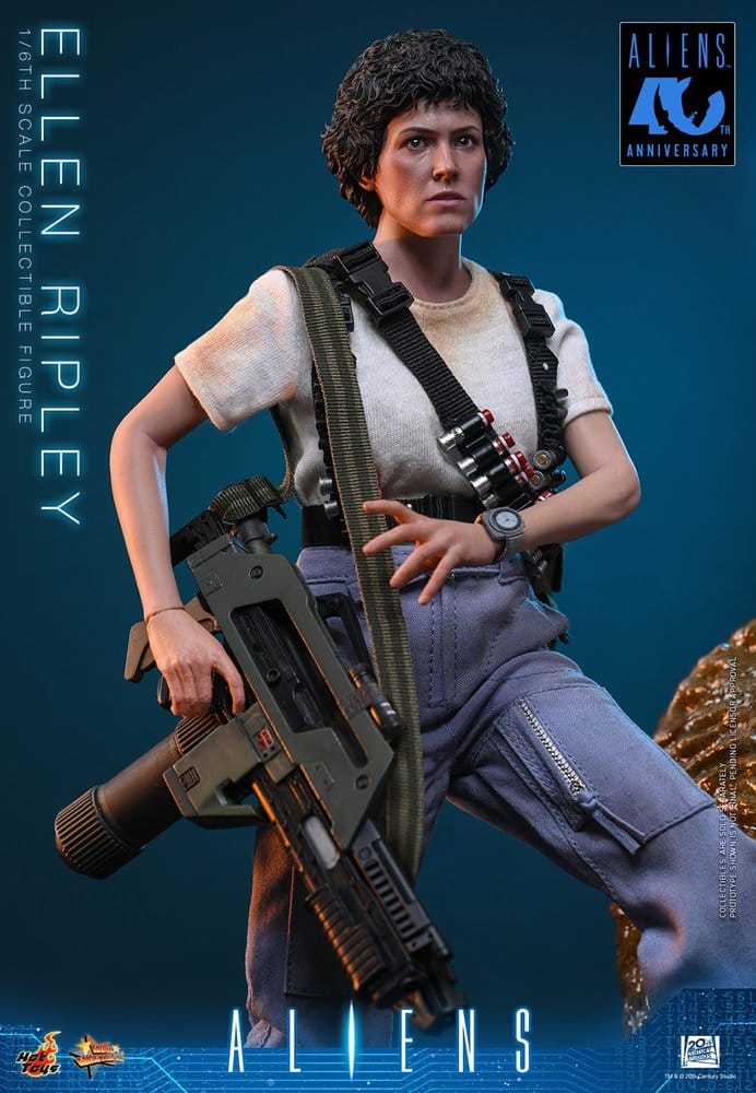 Figura Ellen Ripley Hot Toys 1/6 con rifle de pulso M41A lanzallamas M240 granadas y accesorios de Aliens