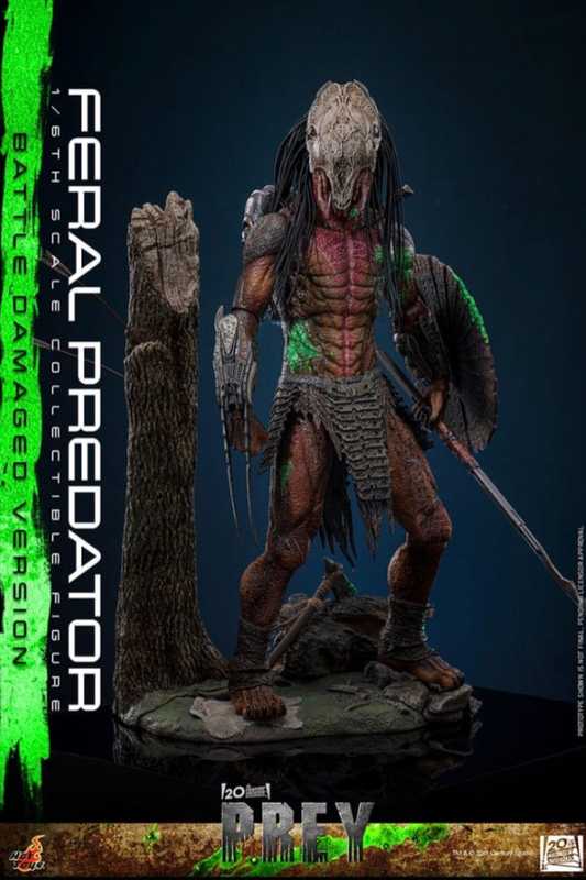 Figura Feral Predator Prey Hot Toys escala 1/6 Battle Damaged Version