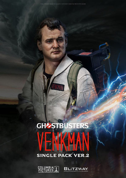Caja y pose dinámica de Peter Venkman Ver. 2, figura de Blitzway con efectos especiales.