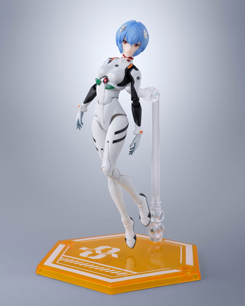 Figura de Rei Ayanami con base naranja expositora – Tamashii Nations