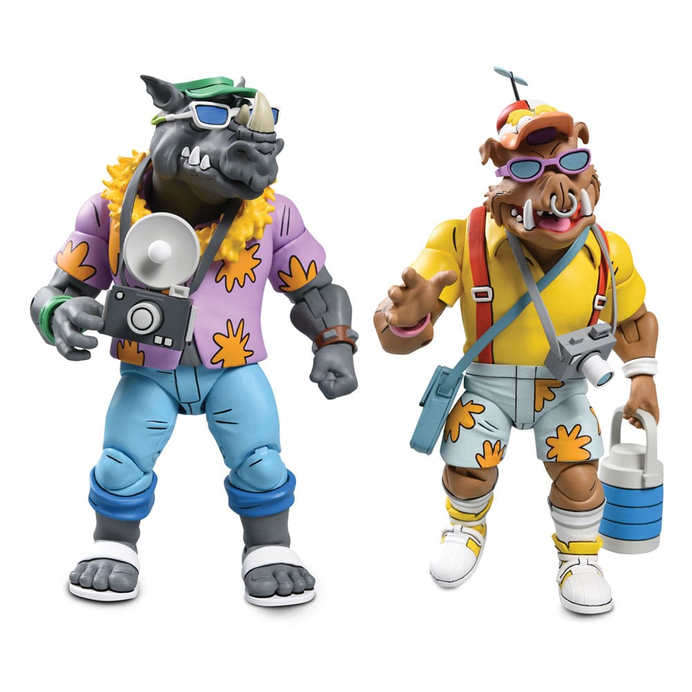 Bebop y Rocksteady con accesorios de vacaciones – Figuras NECA TMNT