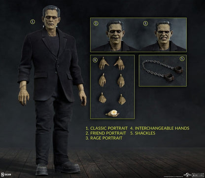 Frankenstein Deluxe Edition 33 cm con accesorios y retratos intercambiables de Sideshow.