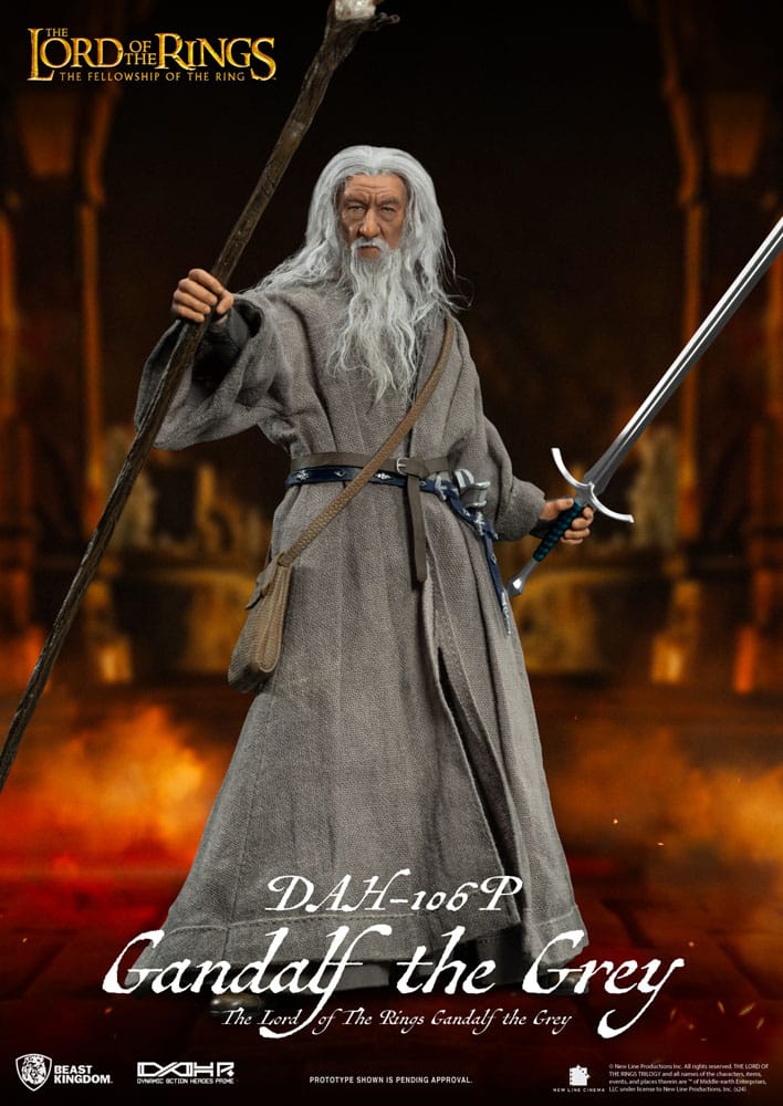 Vestimenta completa de Gandalf el Gris con capa y botas de tela – escala 1/9