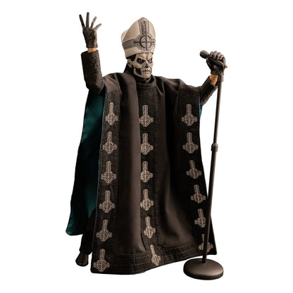 Figura articulada Papa Emeritus II con brazos abiertos – vestimenta ceremonial negra