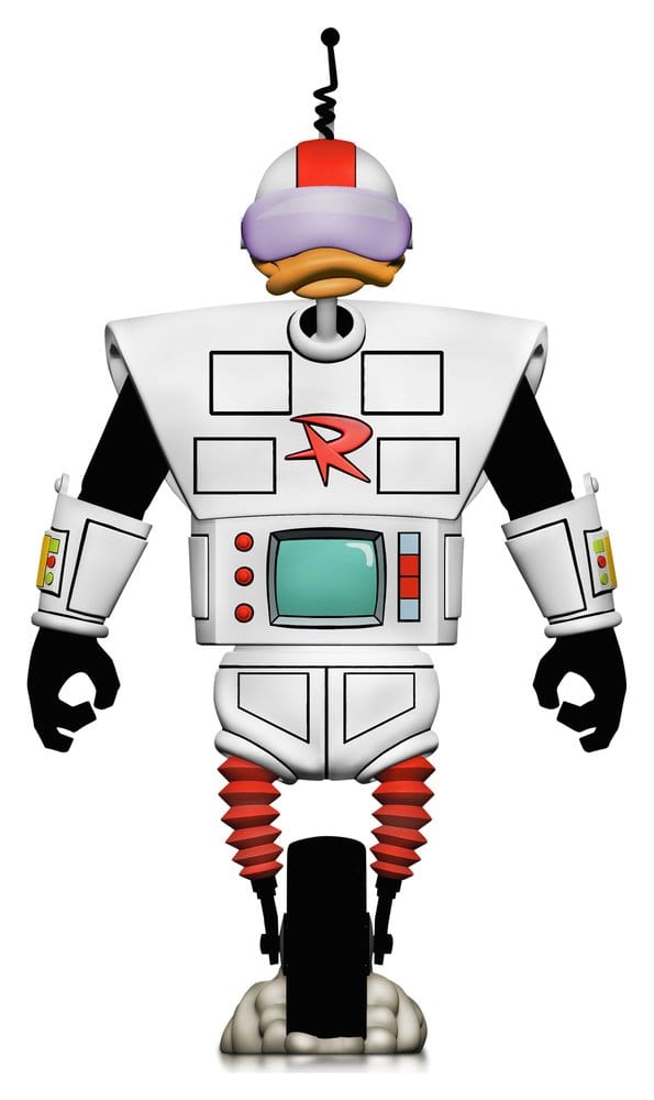 Detalle frontal de la figura Gizmoduck NECA con acabado mecánico y diseño fiel a la serie