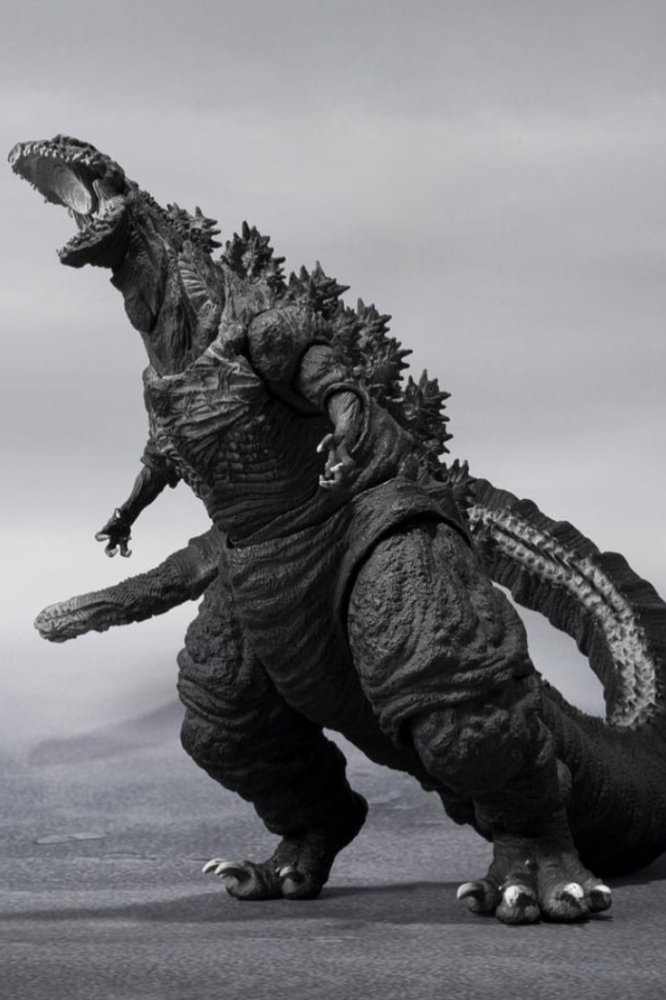 Figura Godzilla (2016) The Fourth Orthochromatic Version S.H. MonsterArts de 18 cm con acabado monocromático y alto nivel de detalle