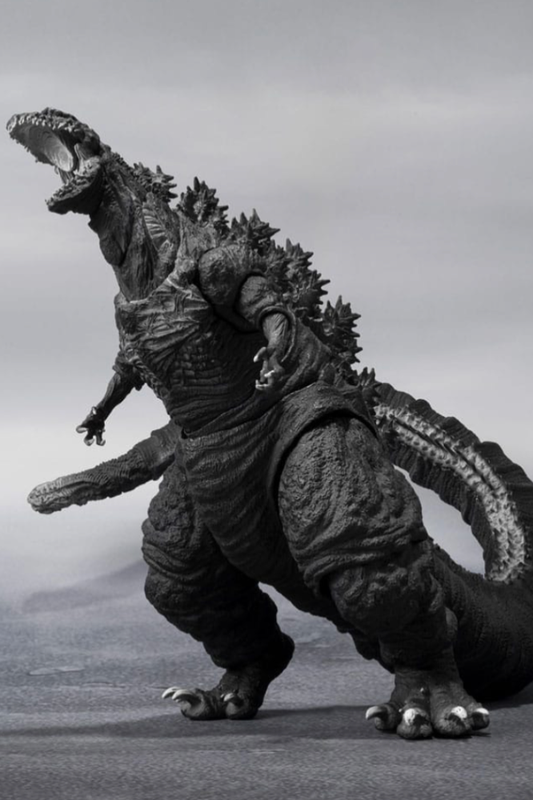 Figura Godzilla (2016) The Fourth Orthochromatic Version S.H. MonsterArts de 18 cm con acabado monocromático y alto nivel de detalle