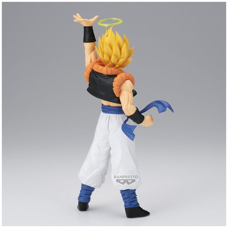 Perfil derecho de figura Gogeta con halo de la película Fusión.