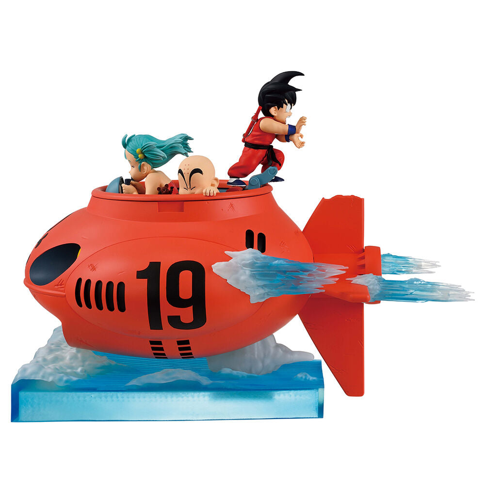 Figura Banpresto Son Goku Bulma y Krillin Dragon Ball clásica con nave submarina