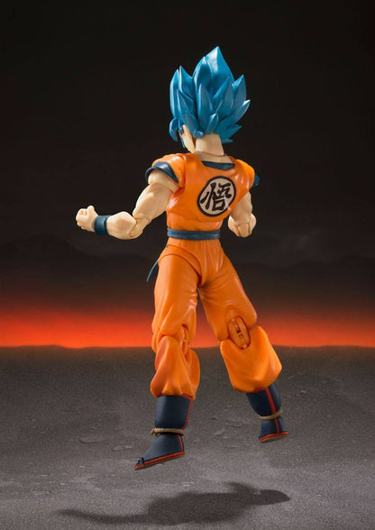 Detalle de la figura Goku Super Saiyan Blue 14 cm línea S.H. Figuarts Dragon Ball Super