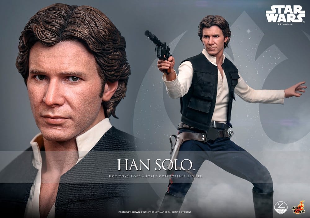 Esculpido facial realista Han Solo 1/4 Hot Toys 46 cm