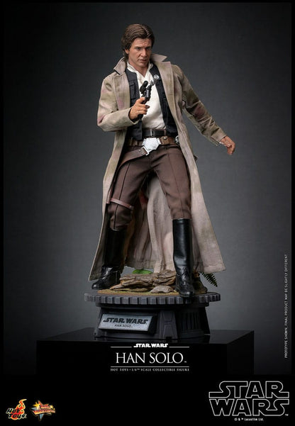 Primer plano del rostro de Han Solo Hot Toys con sistema de movimiento independiente de ojos