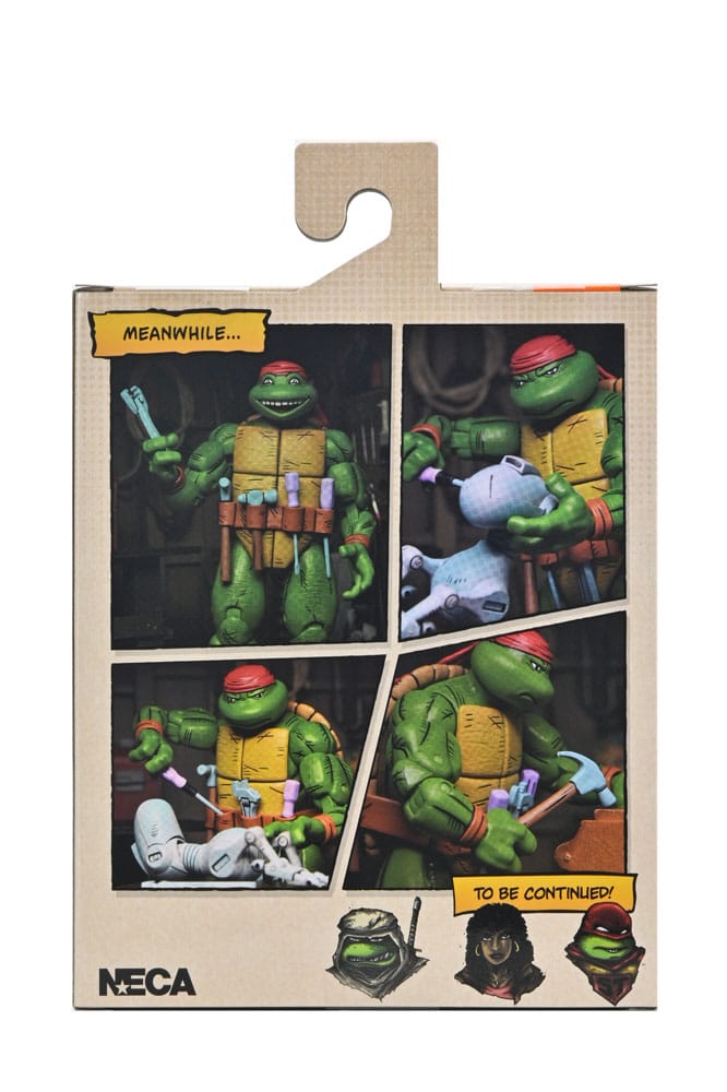 Vista frontal de la figura Handyman Donatello de NECA para Teenage Mutant Ninja Turtles.
