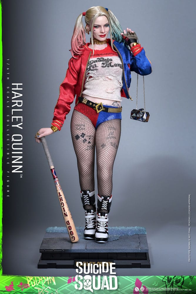 Figura HARLEY QUINN Hot Toys con bate de béisbol y vestuario completo de Escuadrón Suicida