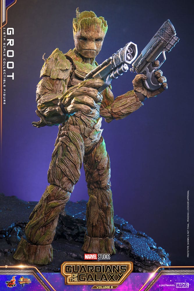 Groot Hot Toys con accesorios de Guardianes de la Galaxia Vol. 3