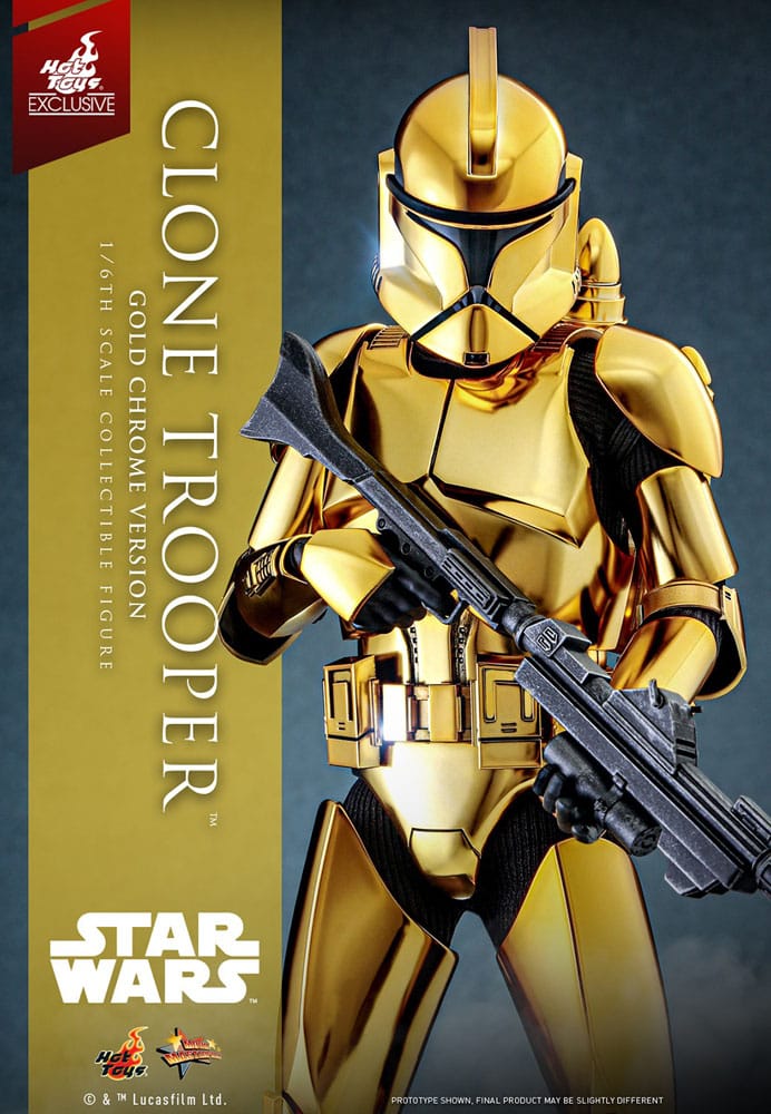 Hot Toys Star Wars Clone Trooper Gold Chrome figura articulada 30 cm