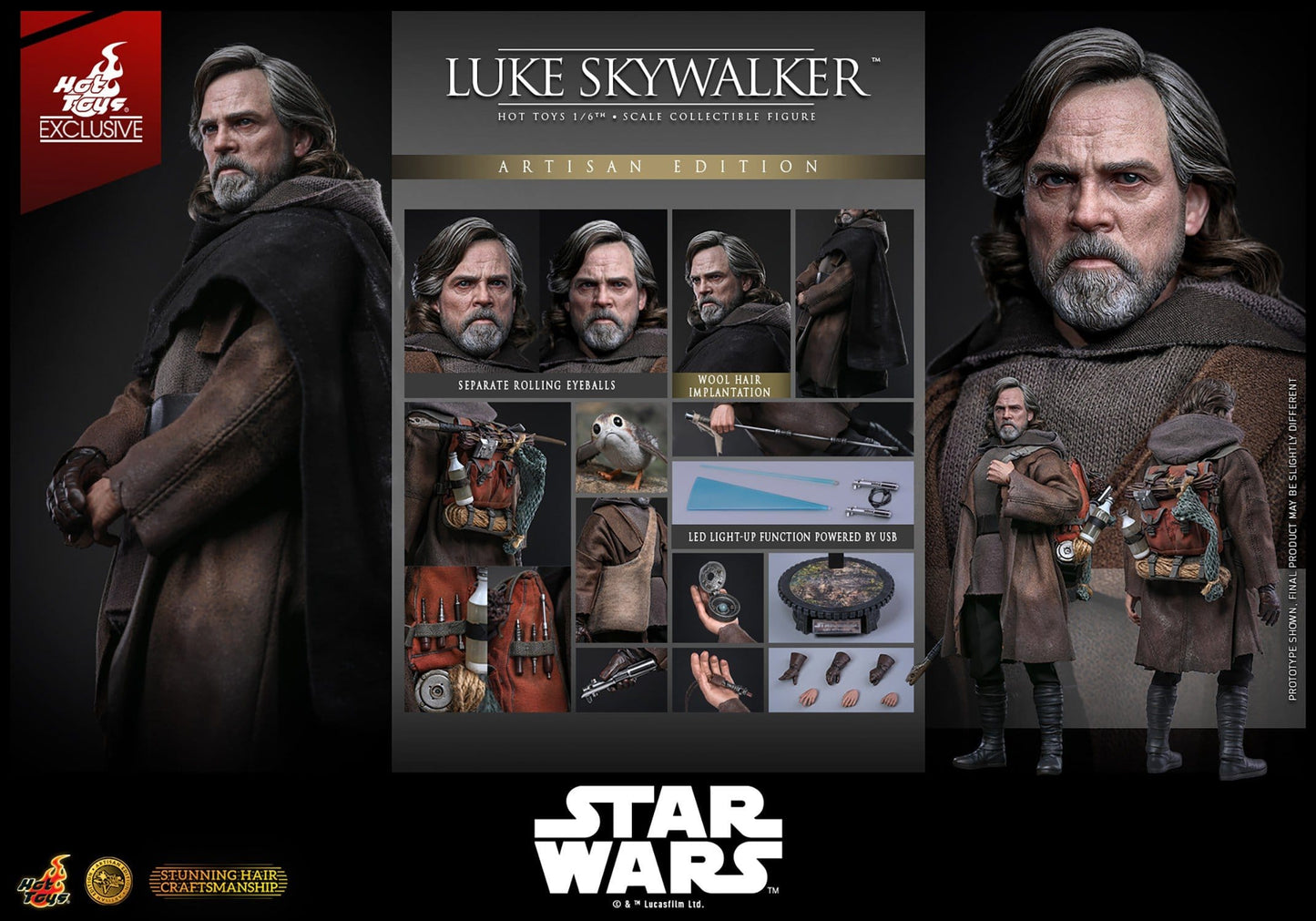 LUKE SKYWALKER ARTISAN HOT TOYS 1/6 STAR WARS 29 CM