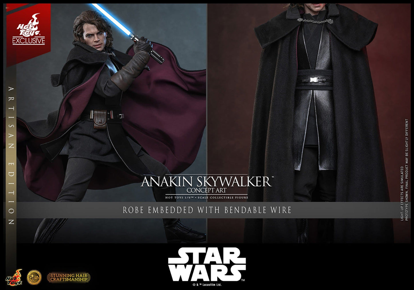 ANAKIN SKYWALKER CONCEPT ART ARTISAN HOT TOYS 1/6 STAR WARS 31 CM