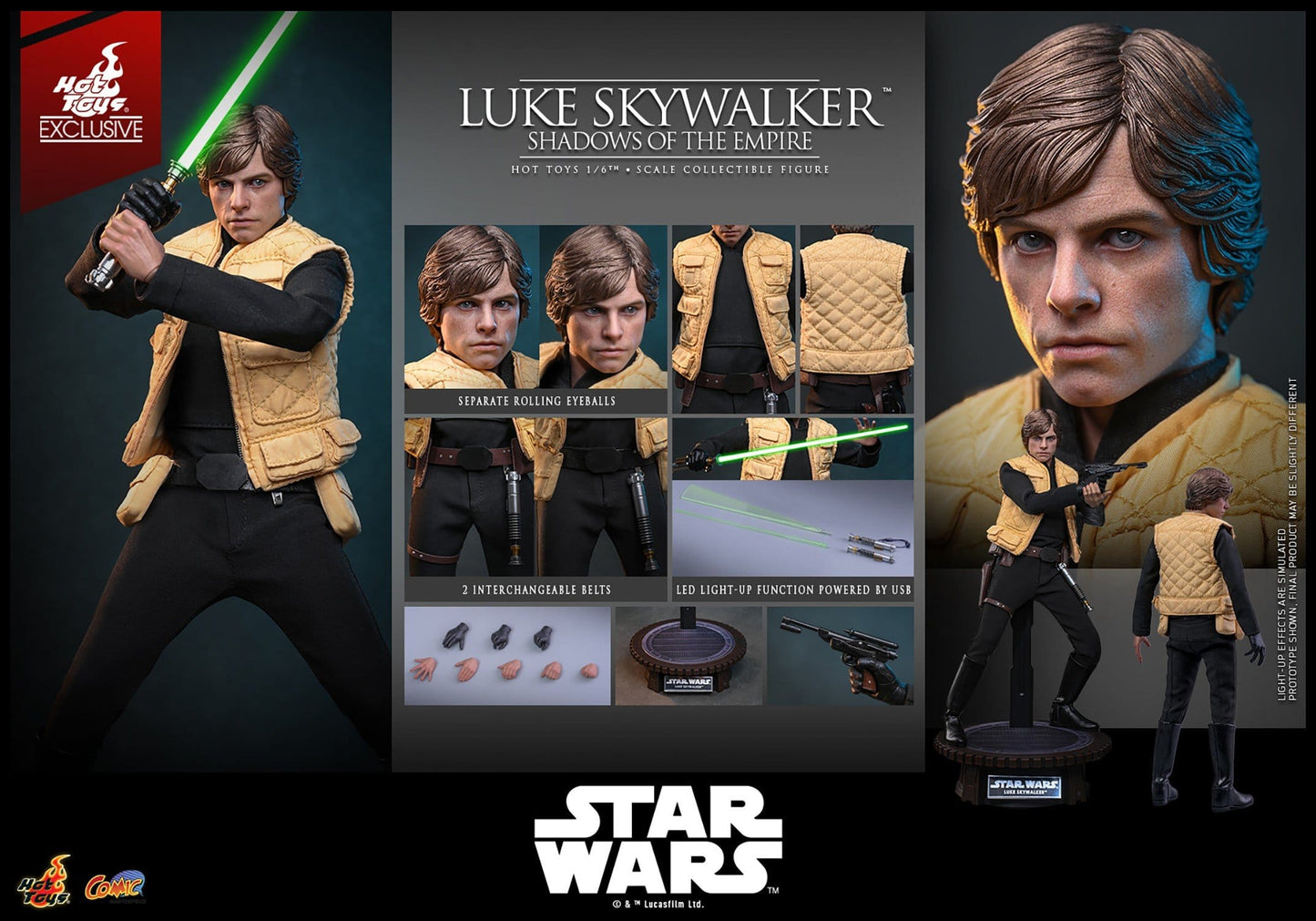 LUKE SKYWALKER SHADOWS OF THE EMPIRE HOT TOYS 1/6 STAR WARS 28 CM