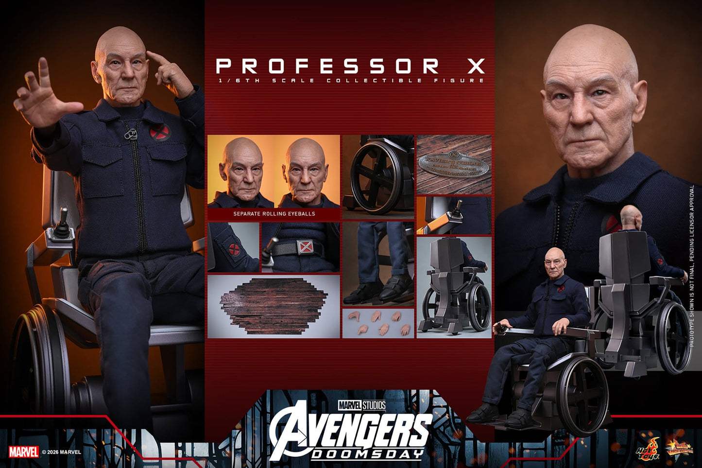 PROFESSOR X AVENGERS DOOMSDAY HOT TOYS 1/6 25 CM