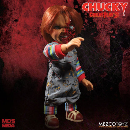 CHUCKY PIZZA FACE CHILD'S PLAY 3 DESIGNER SERIES MUÑECA PARLANTE 38 CM MEZCO TOYZ