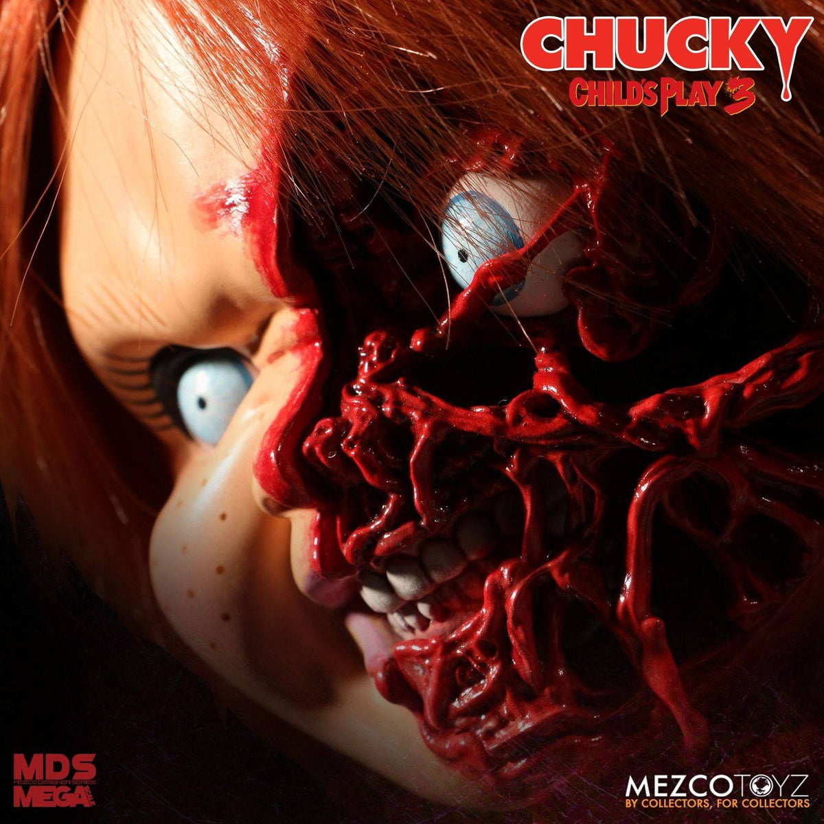 CHUCKY PIZZA FACE CHILD'S PLAY 3 DESIGNER SERIES MUÑECA PARLANTE 38 CM MEZCO TOYZ