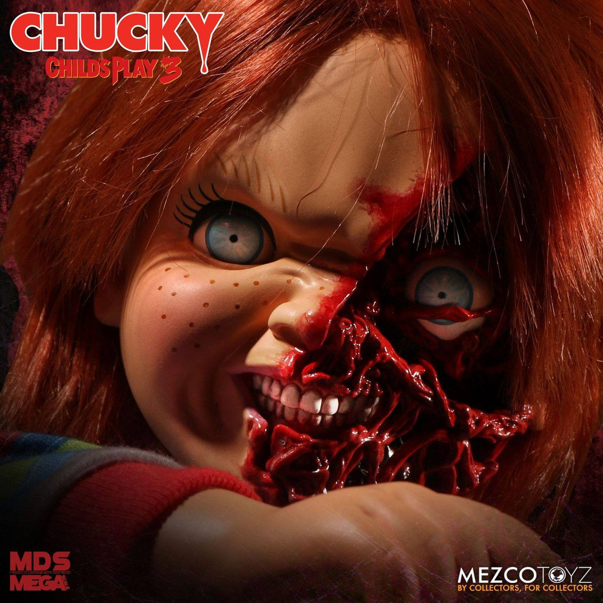 CHUCKY PIZZA FACE CHILD'S PLAY 3 DESIGNER SERIES MUÑECA PARLANTE 38 CM MEZCO TOYZ
