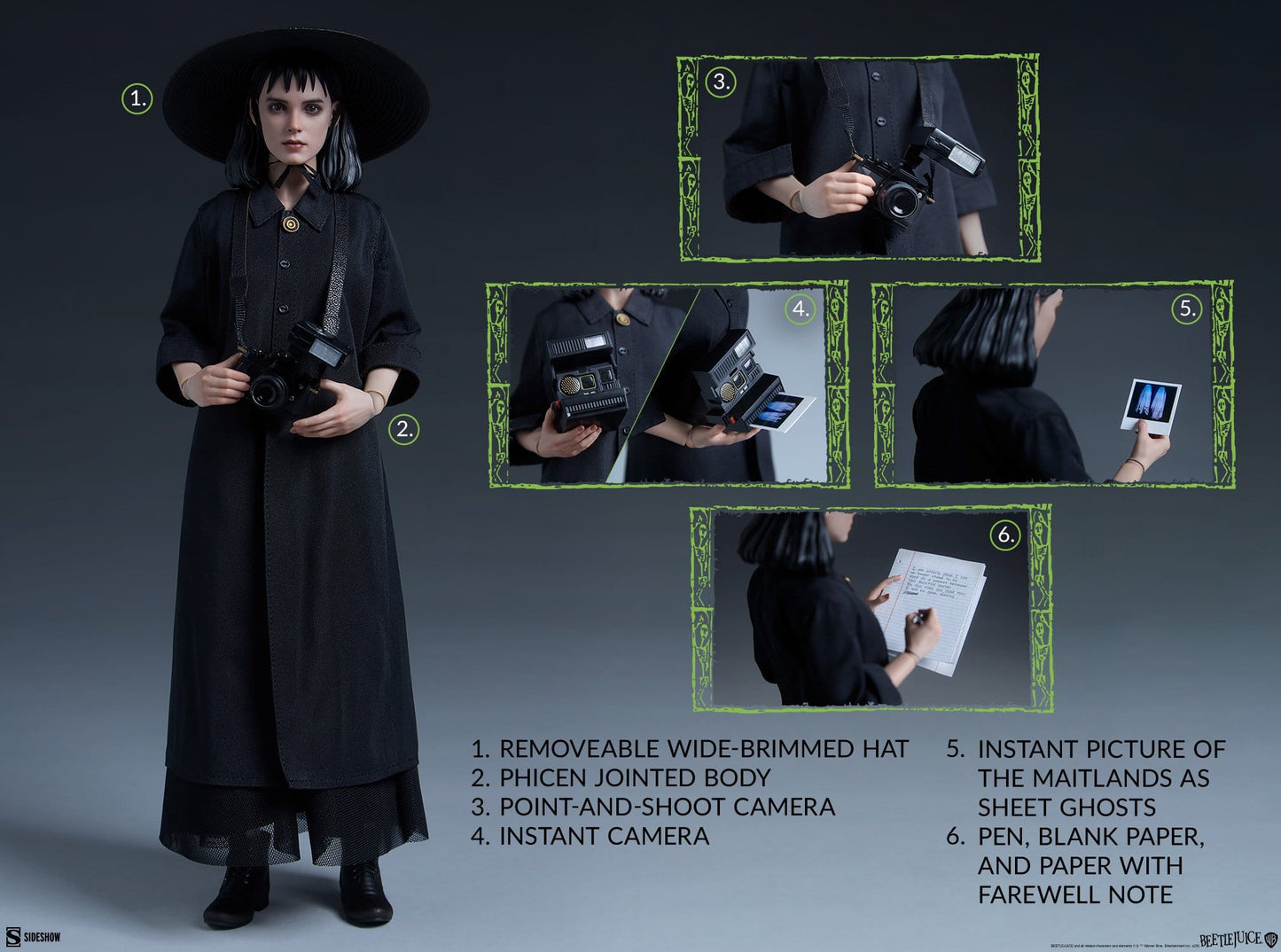 BEETLEJUICE FIGURA 1/6 LYDIA DEETZ 25 CM (SIDESHOW – BEETLEJUICE)