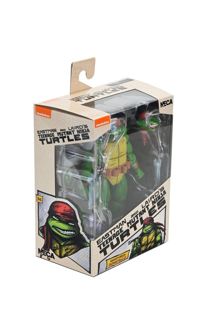 Figura articulada Handyman Donatello con accesorios de NECA inspirada en Teenage Mutant Ninja Turtles.