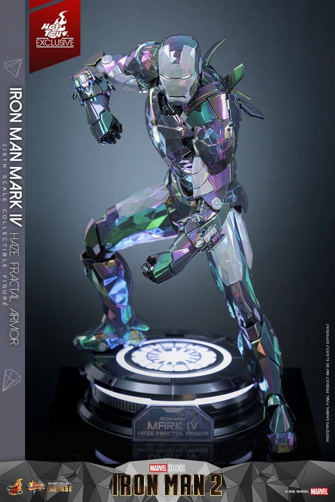 Figura coleccionable Iron Man Mark IV Haze Fractal Armor con acabado diecast de Hot Toys