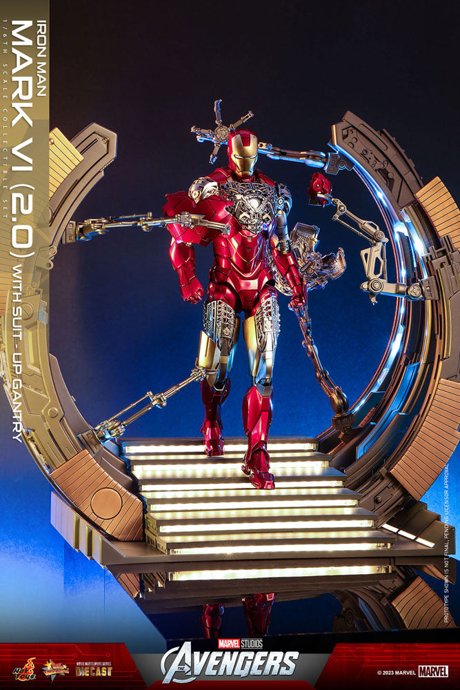 Figura articulada Iron Man Mark VI con base mecánica – Hot Toys Marvel