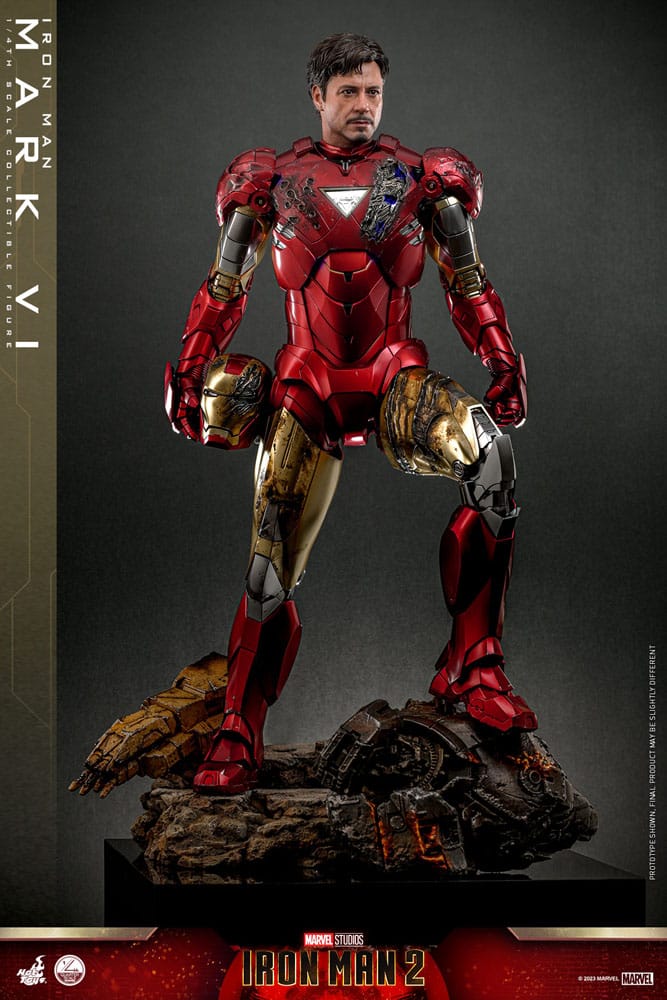 Diorama e iluminación LED de la figura Iron Man Mark VI Hot Toys Iron Man 2