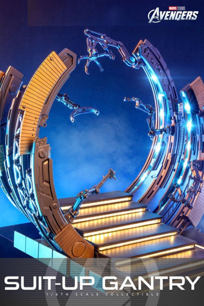 Set de accesorios Iron Man Suit-Up Gantry Hot Toys escala 1/6