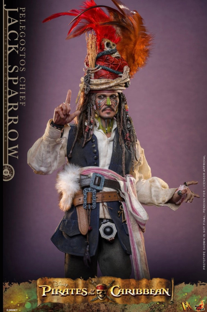 Figura Jack Sparrow Pelegostos Chief DX 1/6 Hot Toys Piratas del Caribe cuerpo completo tribal