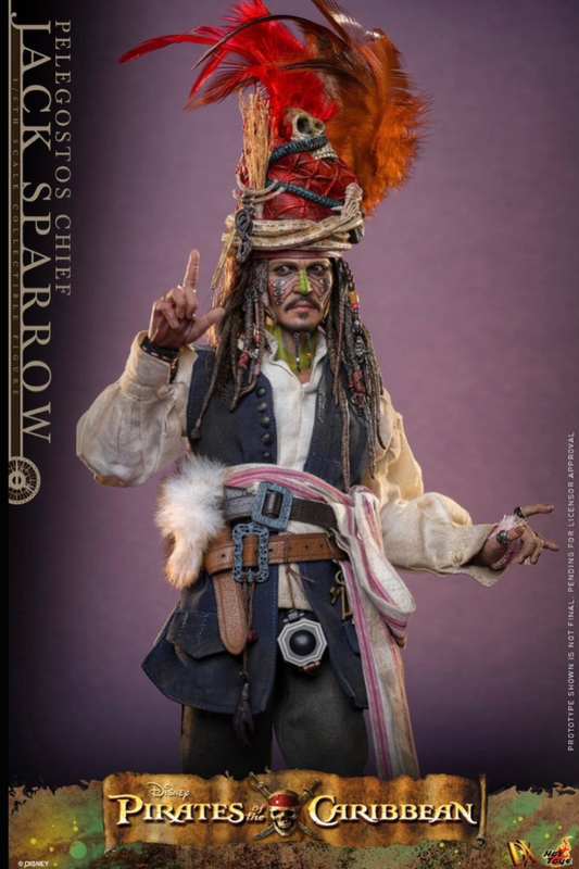 Figura Jack Sparrow Pelegostos Chief DX 1/6 Hot Toys Piratas del Caribe cuerpo completo tribal