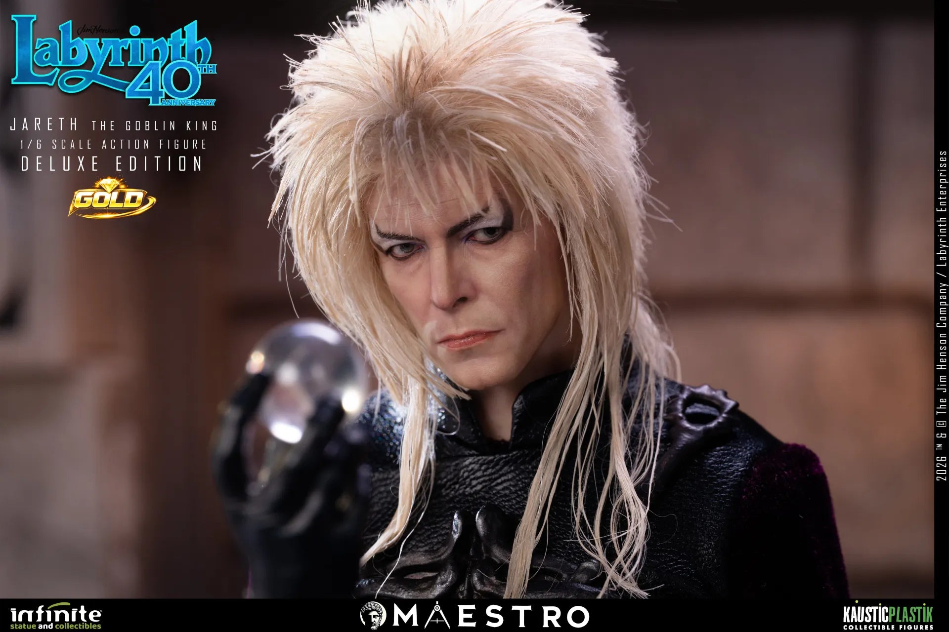 Figura Jareth The Goblin King Deluxe Edition Gold 1/6 Labyrinth Kaustic Plastik cuerpo completo