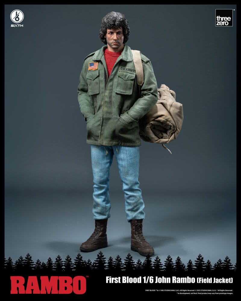 Figura John Rambo First Blood Threezero 1/6 con accesorios incluidos y detalles realistas