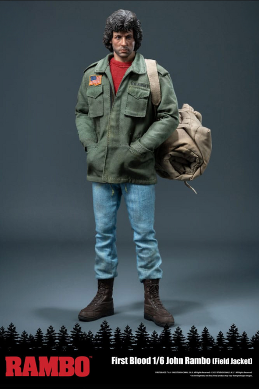 Figura 1/6 de John Rambo First Blood Threezero 31 cm con chaqueta Field Jacket y mochila