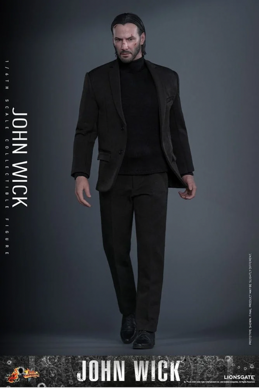 Figura JOHN WICK 1/6 Hot Toys Movie Masterpiece 31 cm con traje negro y accesorios de la película.