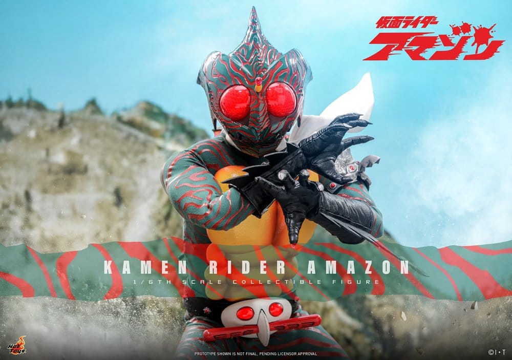 Detalle casco iluminado LED Kamen Rider Amazon Hot Toys 1/6